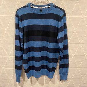 RVCA Blue Striped Wool Blend Sweater Size Large EUC